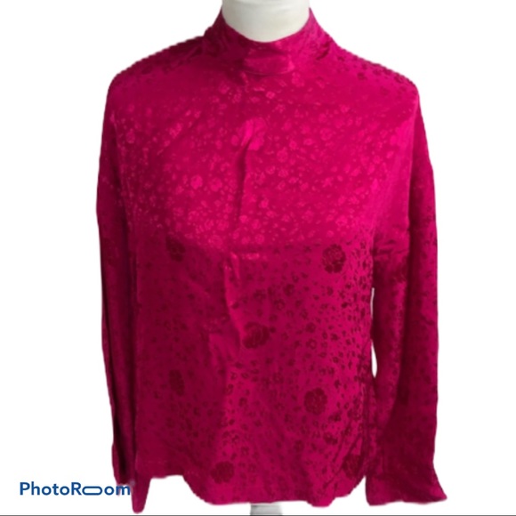 TopShop mock neck Asian inspired bell sleeve top 2 - Picture 2 of 8